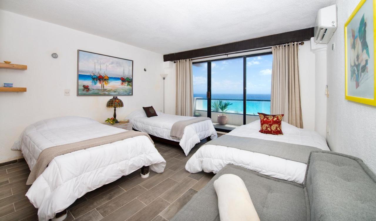カンクンCozy Ocean Front Penthouse At Marlin Beachアパートメント エクステリア 写真